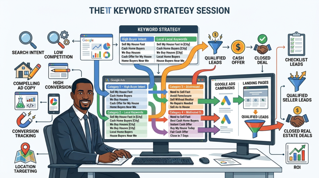 The best Google Ads for Cash Home Buyers 2026 — The Beginner's Playbook 1 Keyword strategy — the right 30 terms