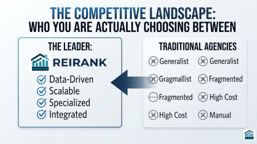 Why REIRank Is the Best And Beats Every Real Estate Wholesaler Marketing Agency in 2026 1 The Competitive Landscape: Who You Are Actually Choosing Between